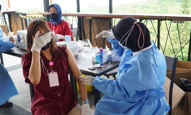 Vaksinasi di Kampoeng Kopi Banaran, Berlatar Panorama Rawa Pening dan 7 Pegunungan